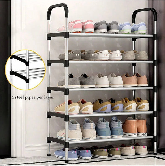5-Tier Stainless Steel Shoe Rack – Heavy-Duty Storage Organizer