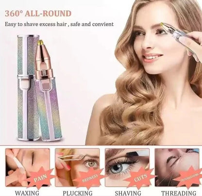 Rechargeable 2-in-1 Women Hair Remover – Painless Facial & Eyebrow Trimmer