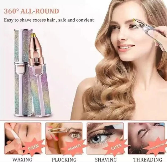 Rechargeable 2-in-1 Women Hair Remover – Painless Facial & Eyebrow Trimmer