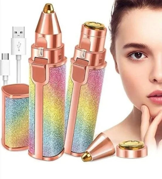 Rechargeable 2-in-1 Women Hair Remover – Painless Facial & Eyebrow Trimmer